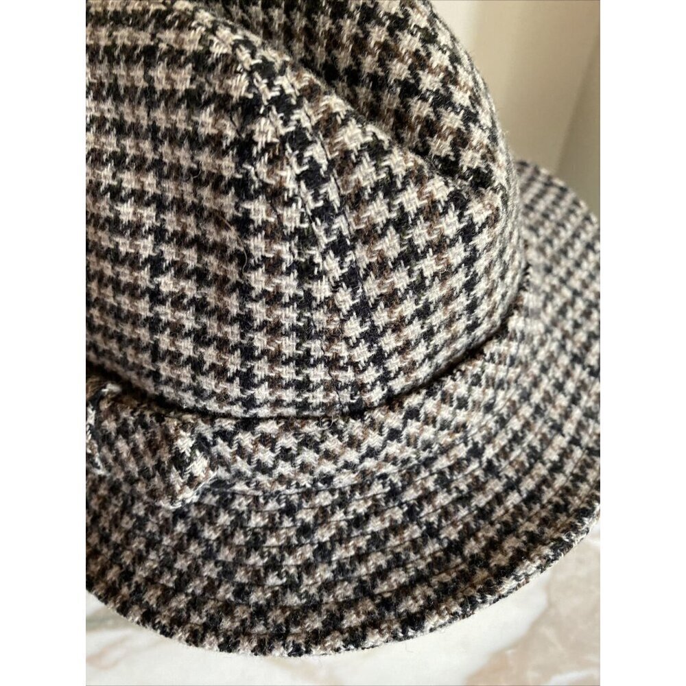 Country Gentleman Fedora Brown Black Houndstooth Wool Blend Hat Small USA Made - Picture 3 of 7